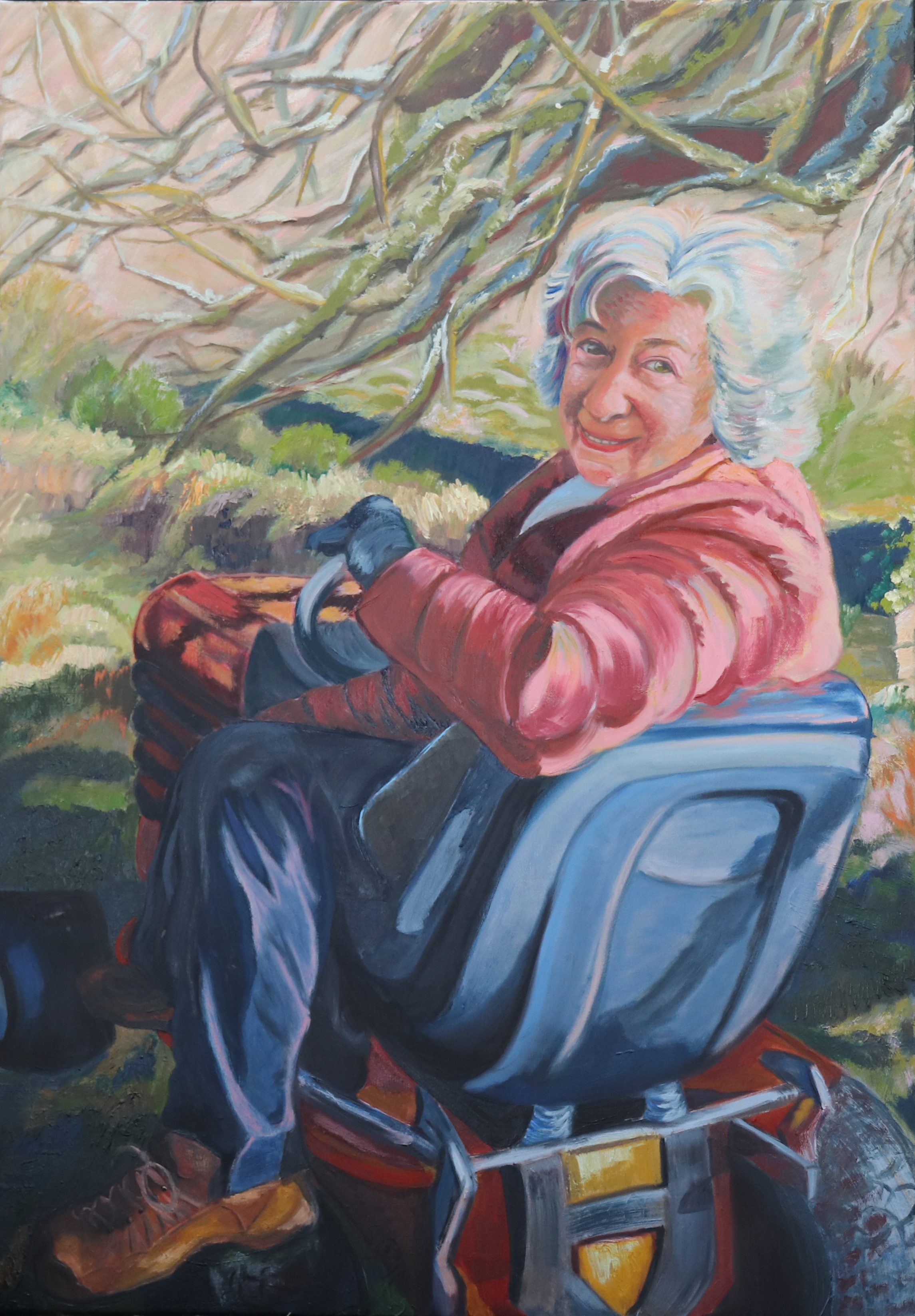 Su on a tractor by Marina Bowater